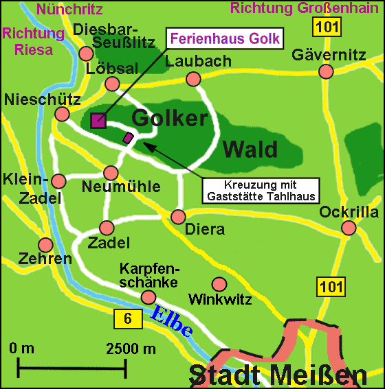 Map von den Ferienwohnungen der Fam. Fromm in Golk